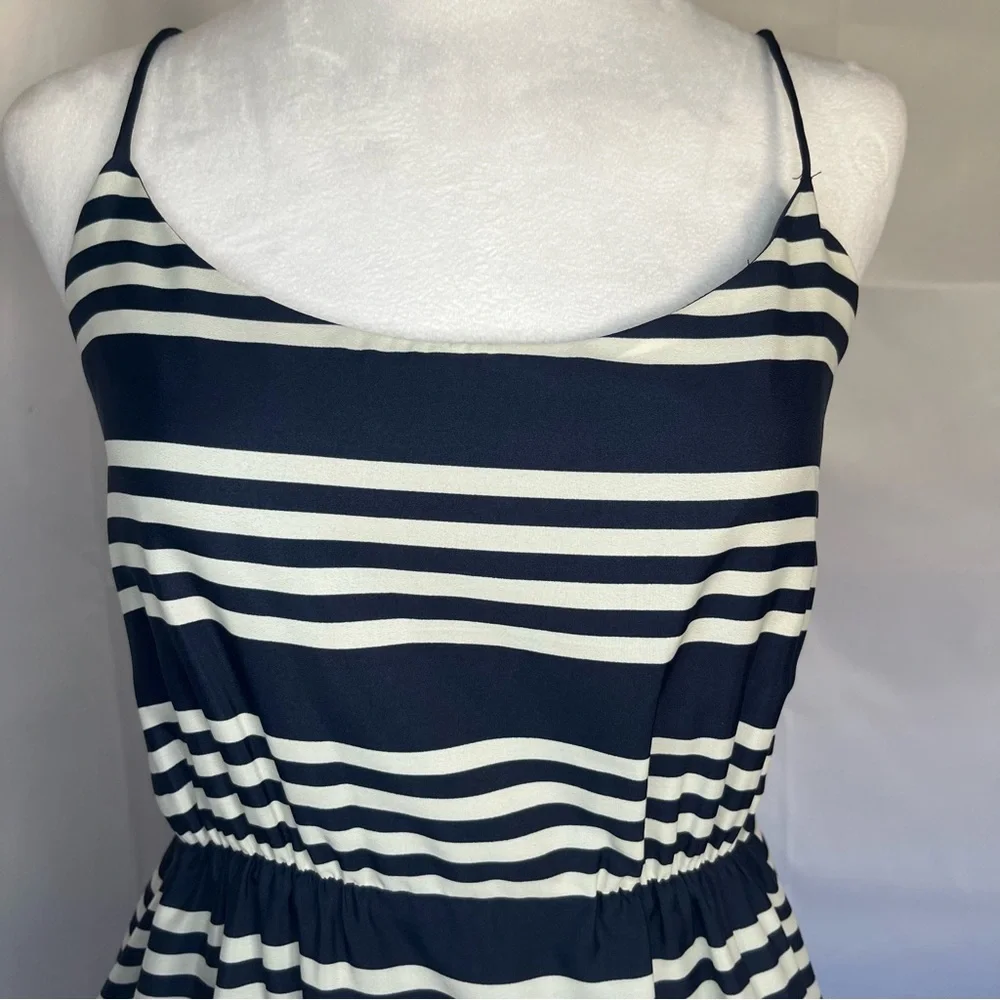 J. Crew Spaghetti Strap Striped Dress‎ Navy & White Size 8 - Picture 2 of 8